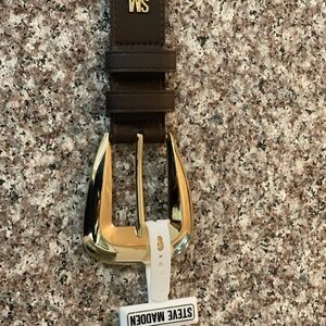 Steve Madden Dark Brown Belt with Gold Buckles